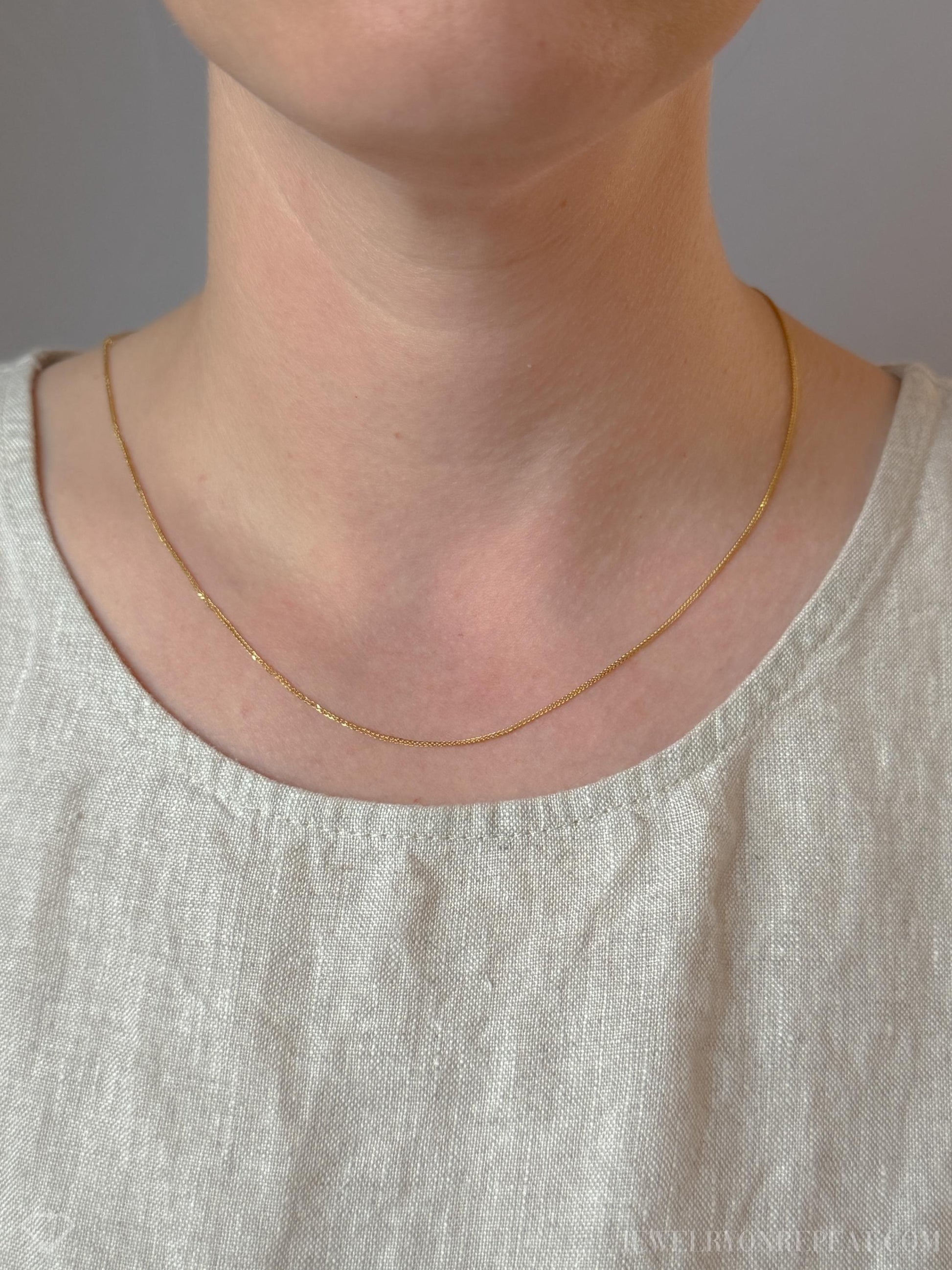 Vintage 18" Flat Cable Chain in 14k Gold with Lobster Clasp - Timeless, Sustainable, @JewelryOnRepeat