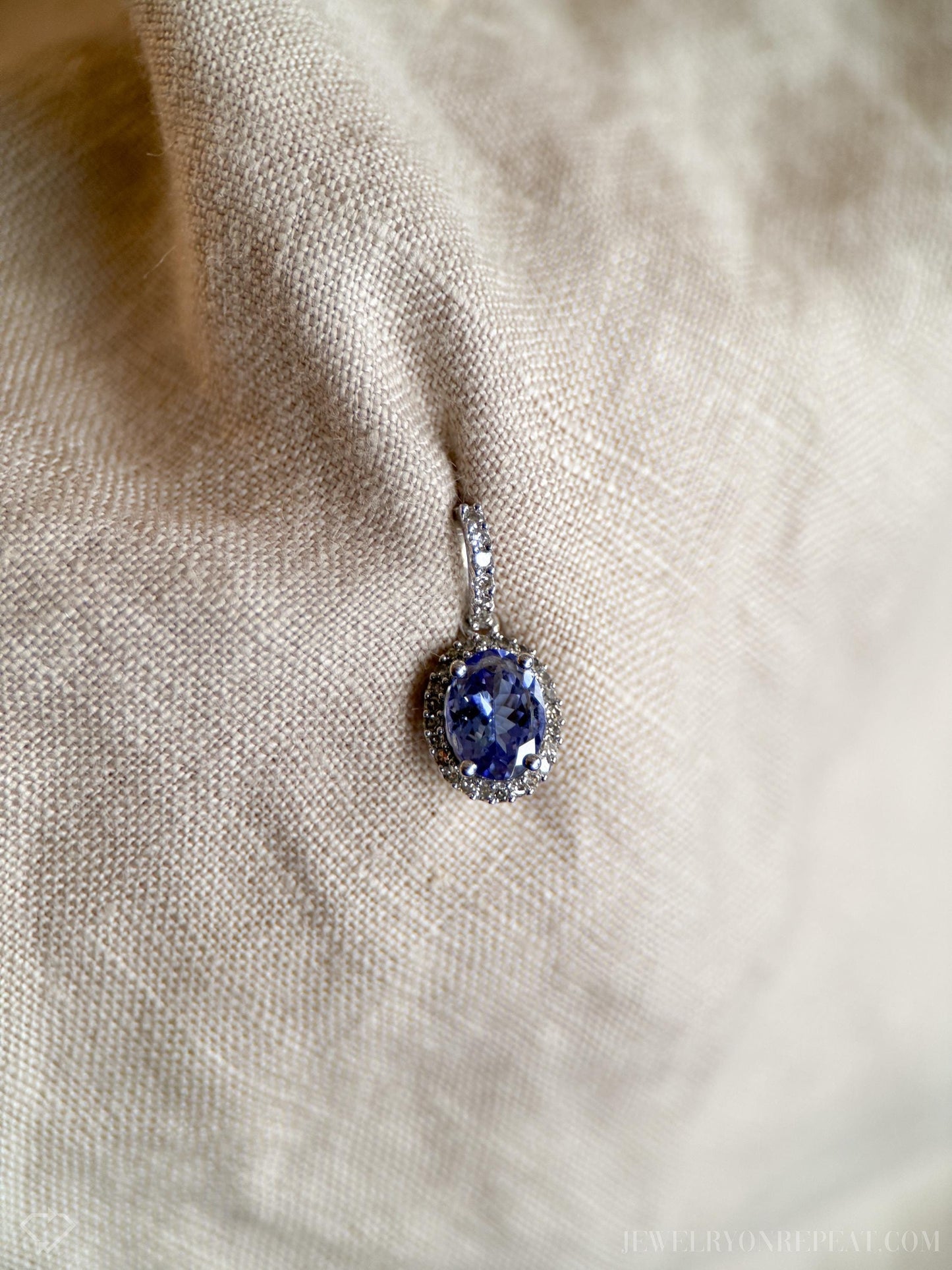 Vintage Tanzanite Gemstone Halo Pendant in 10k Gold, Retro Jewelry from the 1990s - Timeless, Sustainable, @JewelryOnRepeat