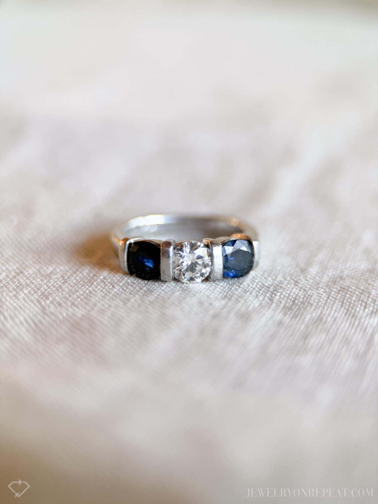 Vintage Diamond and Sapphire Engagement Ring in Platinum, Antique 1990s - Timeless, @JewelryOnRepeat