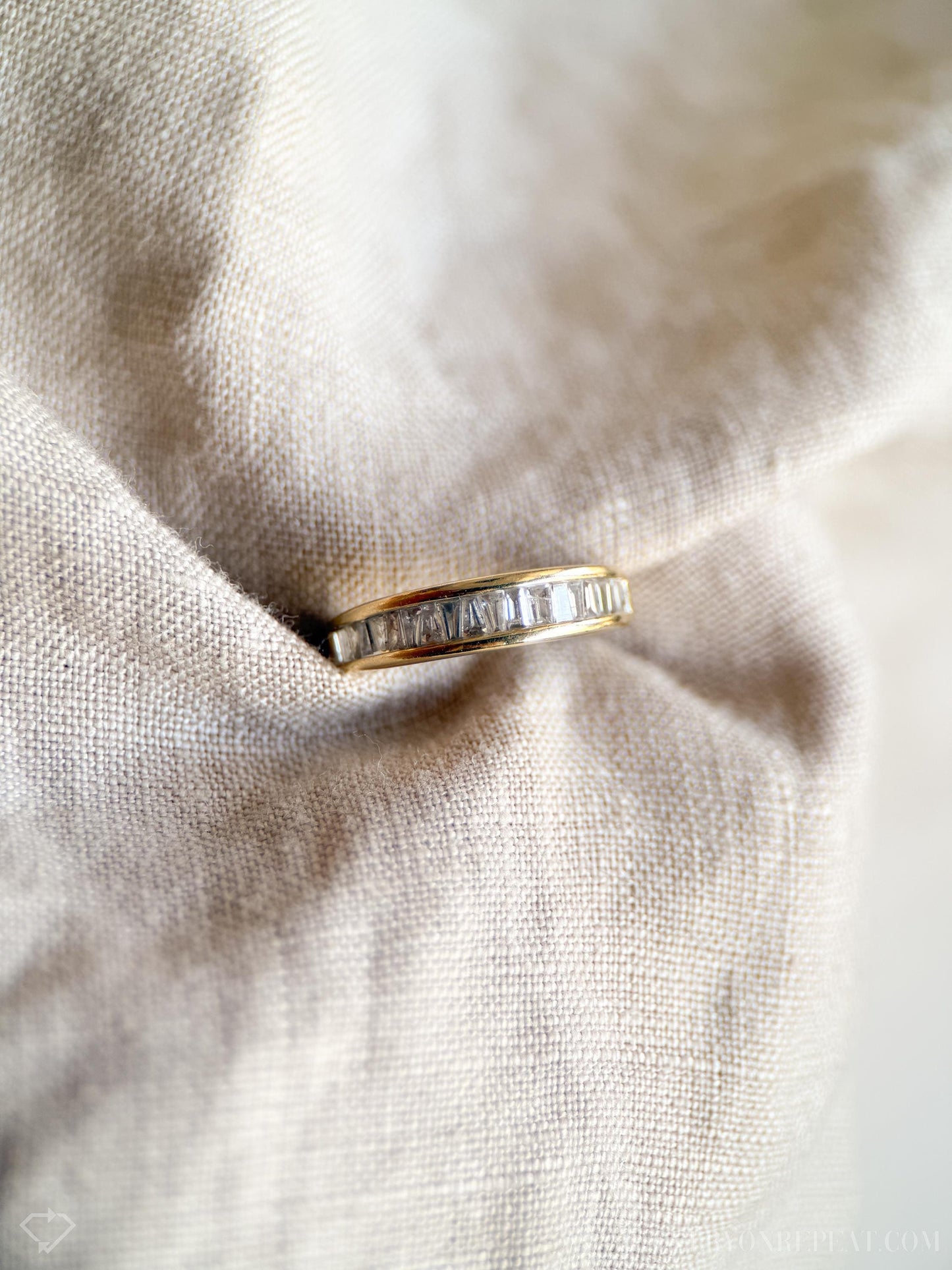 Vintage Baguette Diamond Channel Set Wedding Band in 14k Gold, Retro Jewelry from the 1990s - Timeless, Sustainable, @JewelryOnRepeat