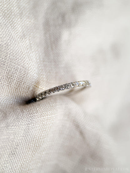 Vintage 1990s Diamond Wedding Band, 14k White Gold