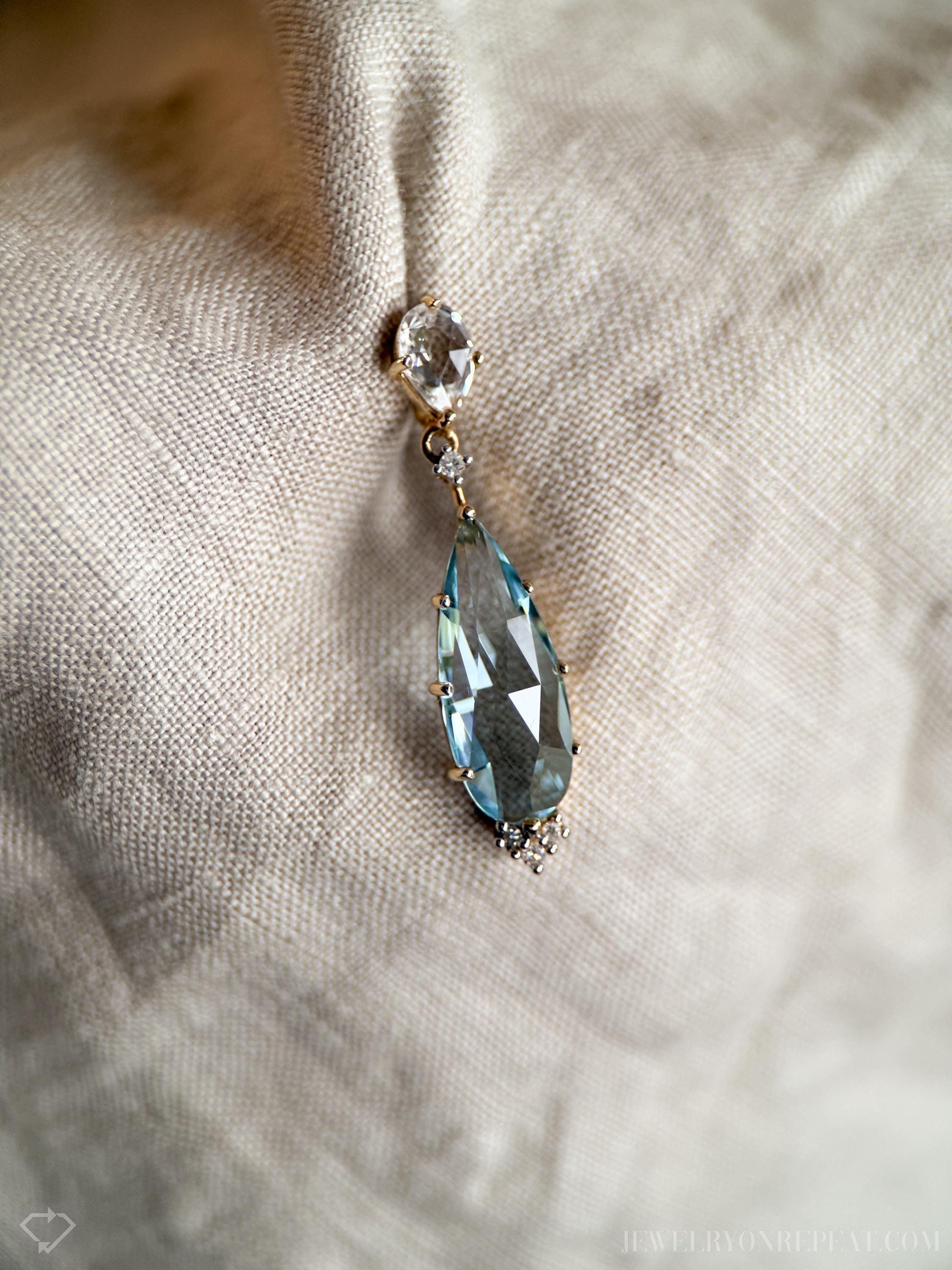 Vintage Blue Topaz Gemstone Pendant in 14k Gold, Antique Jewelry from the 1980s - Timeless, Sustainable, @JewelryOnRepeat