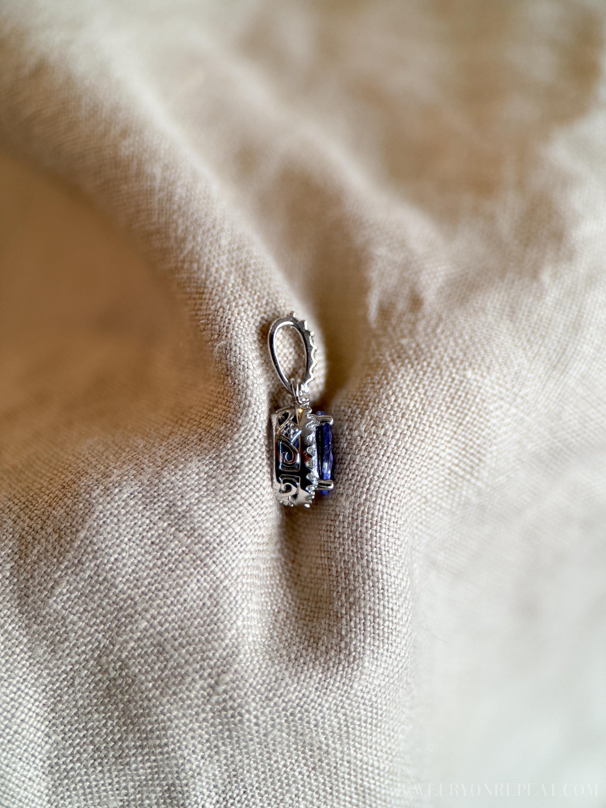 Vintage Tanzanite Gemstone Halo Pendant in 10k Gold, Retro Jewelry from the 1990s - Timeless, Sustainable, @JewelryOnRepeat