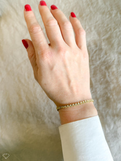 Vintage Diamond Tennis Bracelet, Round Cut, 18k Gold, 1990s Prong Enhancer Link Bracelet