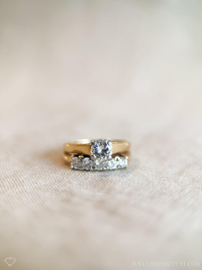 Vintage 1980s Diamond Bridal Set, Engagement & Wedding Rings