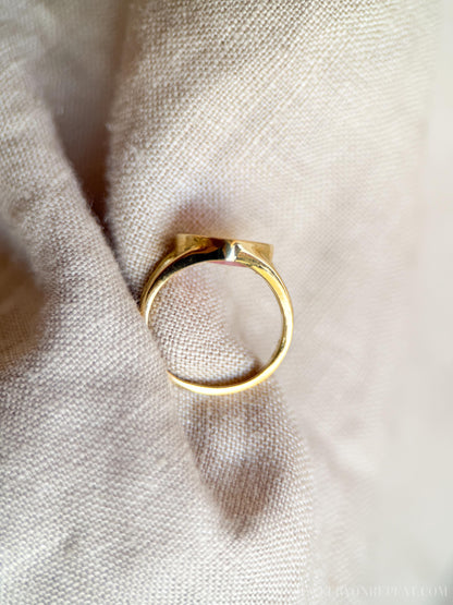 Vintage Rhodochrosite Ring, 18k Gold, Heart Shaped Statement Ring, 1990s Bold Jewelry