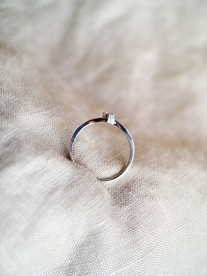 Vintage Diamond Engagement Ring, Round Cut, 14k White Gold, 1990s Solitaire Swirl Design