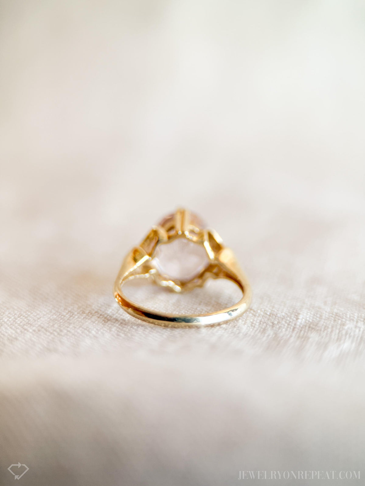 Vintage Kunzite Ring, 14k Gold Oval Floral Statement Ring, Bold Jewelry