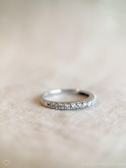 Vintage 1990s Diamond Wedding Band, 14K White Gold, Classic Straight Band, Prong Set Diamonds