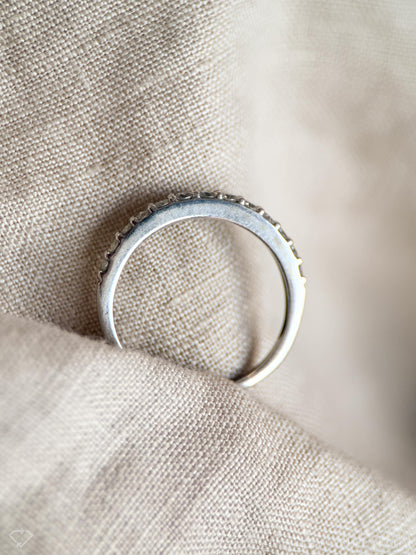 Vintage 1990s Diamond Wedding Band, 14K White Gold, Classic Straight Band, Prong Set Diamonds