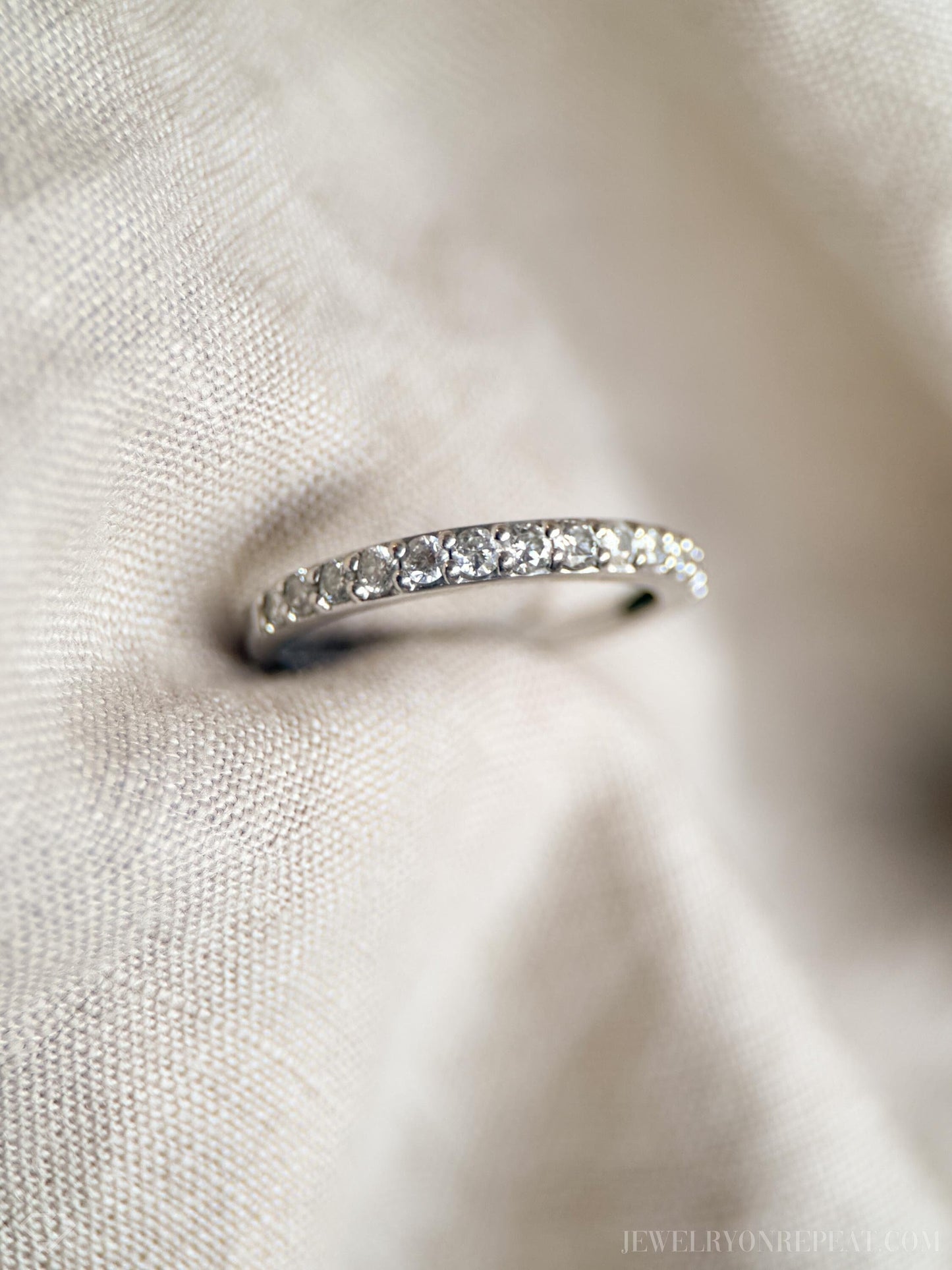 Vintage 1990s Diamond Wedding Band, 14K White Gold, Classic Straight Band, Prong Set Diamonds
