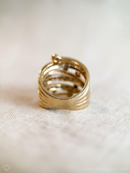 Vintage 1990s Diamond Statement Ring in 14k Gold