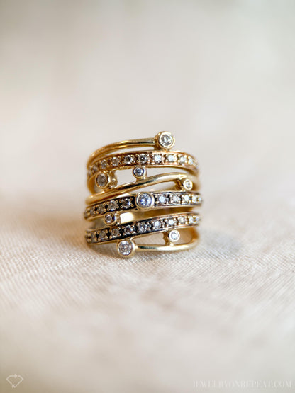 Vintage 1990s Diamond Statement Ring in 14k Gold