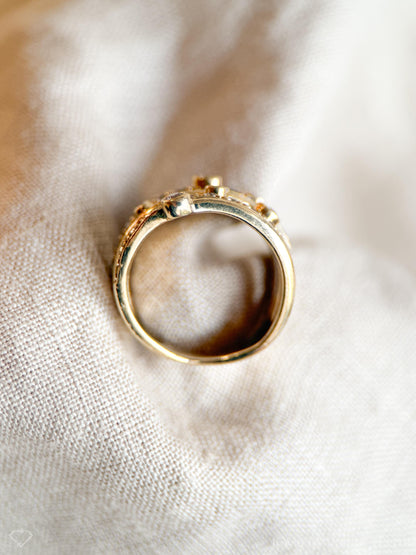 Vintage 1990s Diamond Statement Ring in 14k Gold