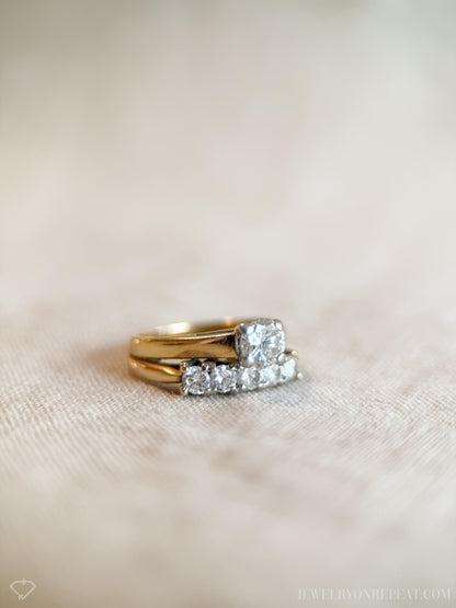 Vintage 1980s Diamond Bridal Set, Engagement & Wedding Rings