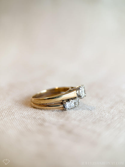 Vintage 1980s Diamond Bridal Set, Engagement & Wedding Rings