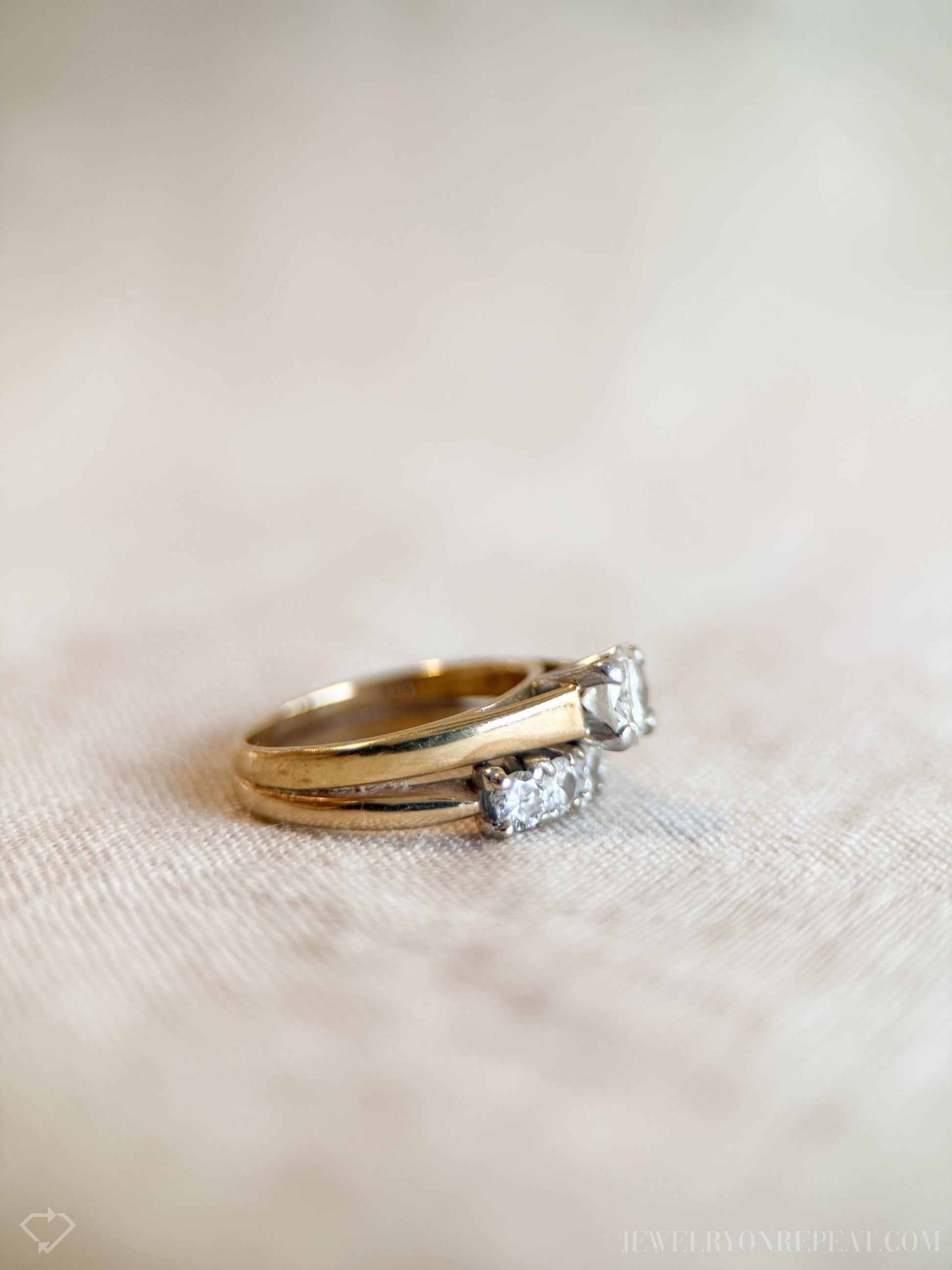 Vintage 1980s Diamond Bridal Set, Engagement & Wedding Rings