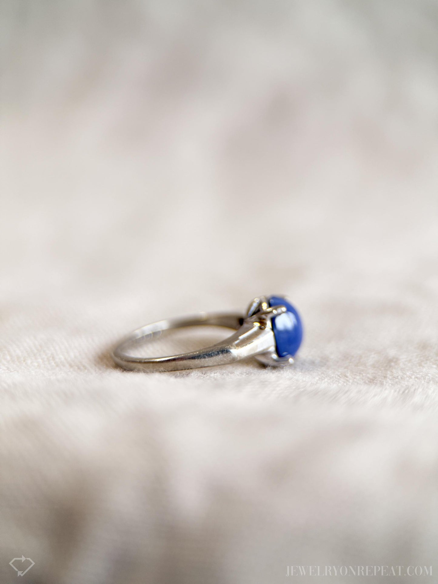 Vintage Star Sapphire Ring, 10k White Gold, Oval Tapered Statement Ring, Bold Gemstone Jewelry