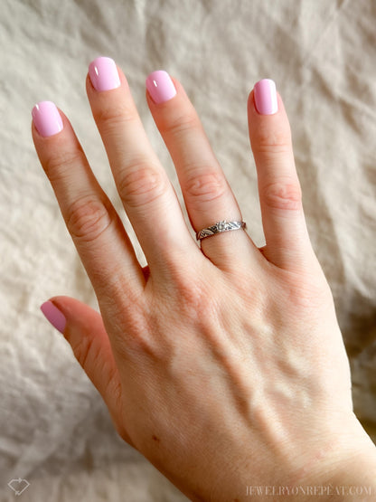 Vintage 1960s Floral Diamond Engagement Ring, 14k White Gold