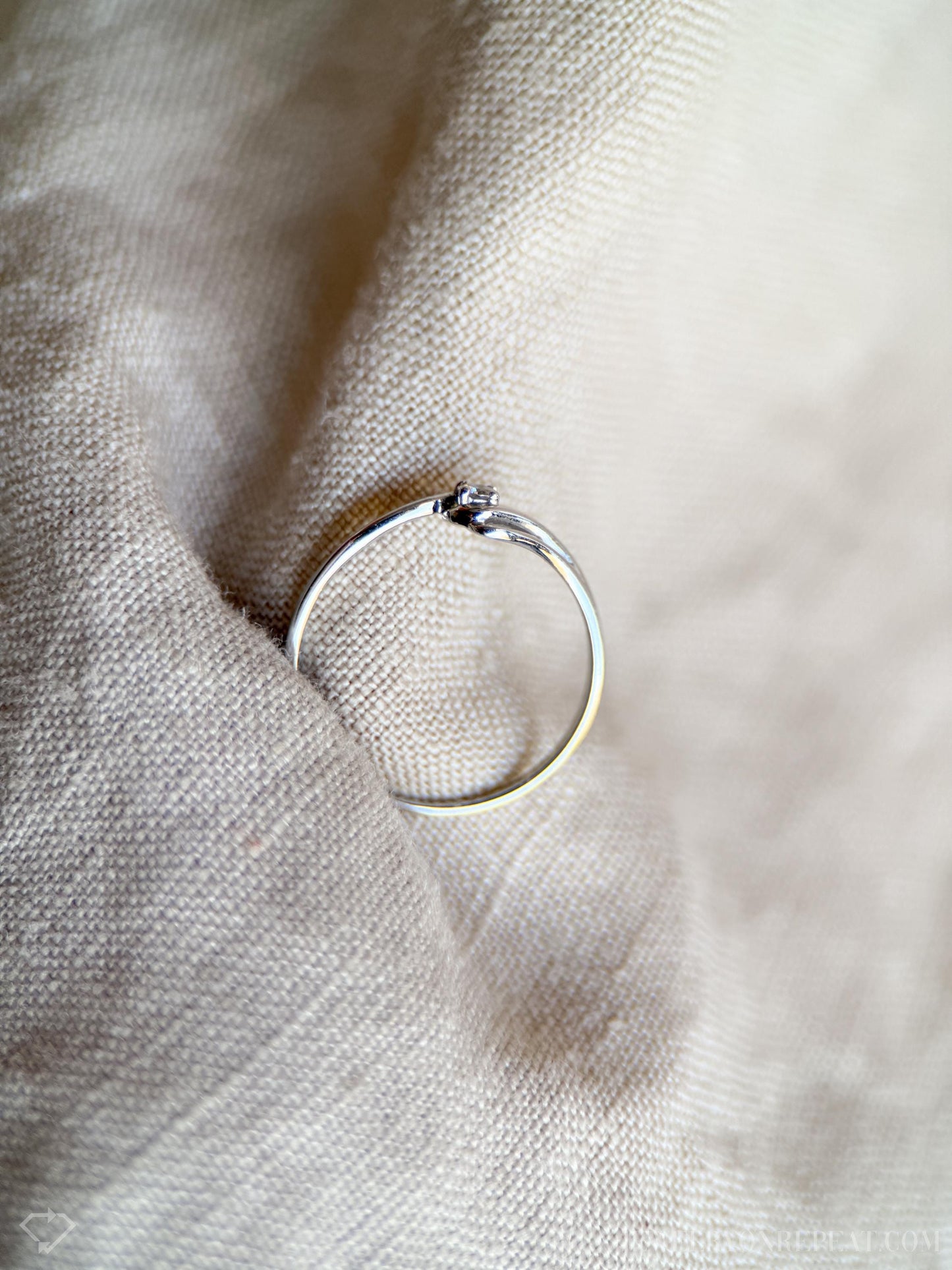 Vintage Diamond Engagement Ring, Round Cut, 18k White Gold, 1990s Swirl Solitaire Prong Setting