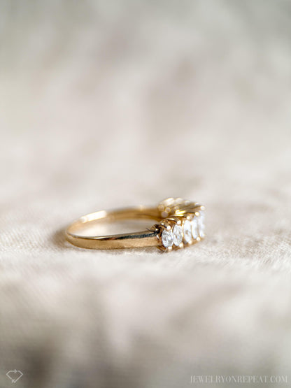 Vintage 1970s Marquise Diamond Anniversary Band, 14k Gold