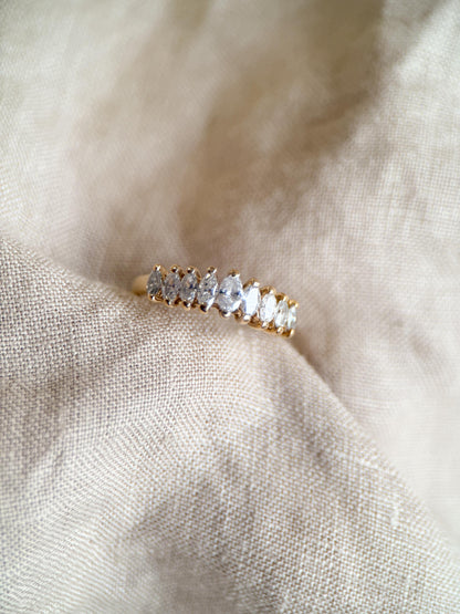 Vintage 1970s Marquise Diamond Anniversary Band, 14k Gold