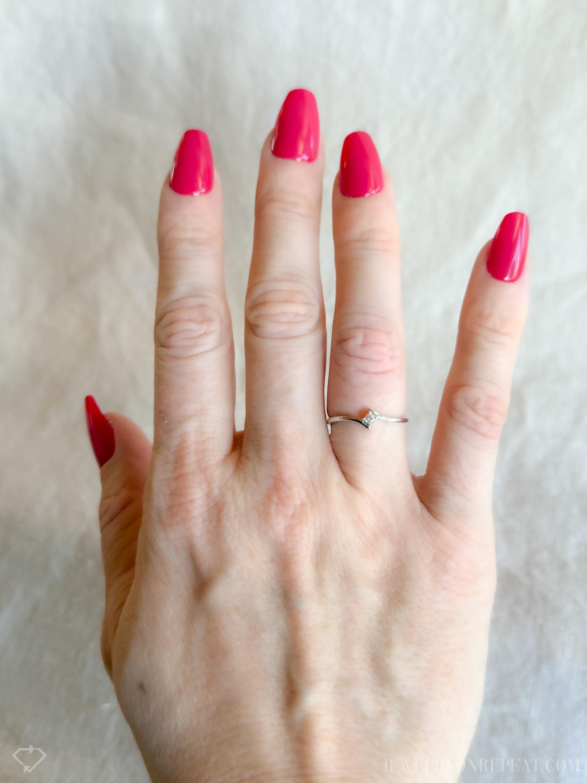 Vintage Diamond Engagement Ring, Round Cut, 14k White Gold, 1990s Solitaire Swirl Design