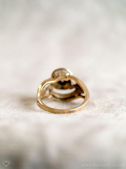Vintage 1970s Diamond Floral Engagement Ring in 14k Gold