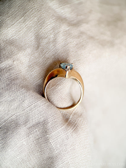 Vintage 1990s Blue Topaz & Diamond Ring in 10k Gold