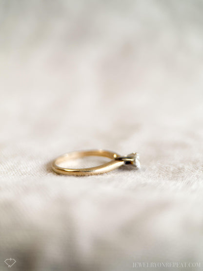 Vintage Diamond Solitaire Engagement Ring, Round Cut, 14k Gold, Classic 6 Prong Bridal Ring