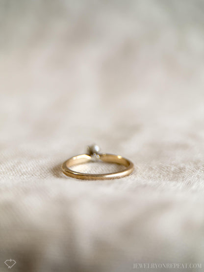 Vintage Diamond Solitaire Engagement Ring, Round Cut, 14k Gold, Classic 6 Prong Bridal Ring