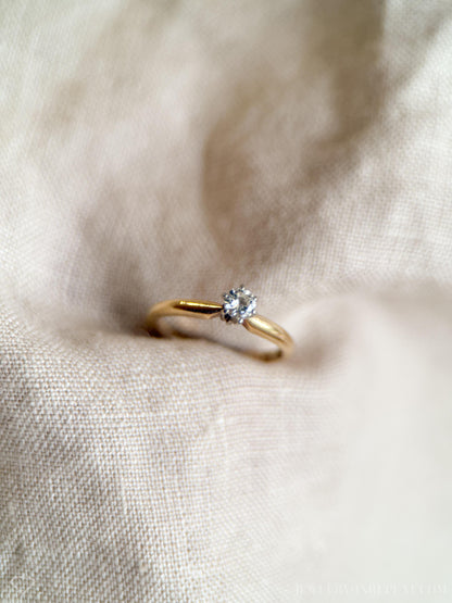 Vintage Diamond Solitaire Engagement Ring, Round Cut, 14k Gold, Classic 6 Prong Bridal Ring