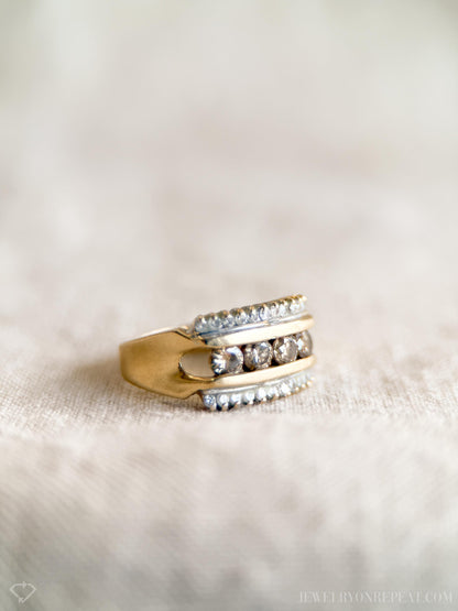 Vintage 1970s Diamond Channel Set Ring, 14k White Gold