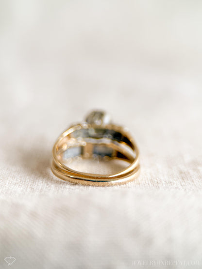 Vintage 1950s Bridal Set, Diamond Engagement Ring & Wedding Band