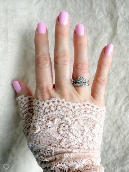 Vintage 1950s Bridal Set, Diamond Engagement Ring & Wedding Band
