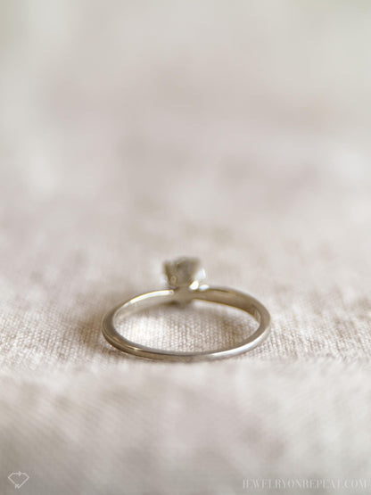 Vintage Diamond Engagement Ring, Round Cut, 14k White Gold, 1990s Solitaire Bridal Ring