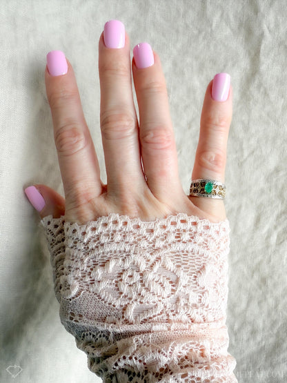 Vintage Emerald and Diamond Ring, 10k Gold, Filigree Band Statement Ring, Bold Gemstone Jewelry