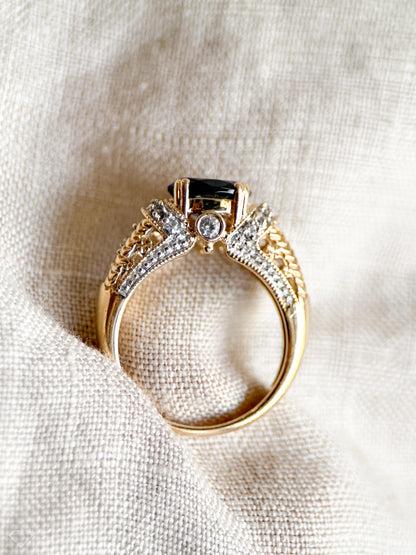 Vintage Blue Amethyst Engagement Ring, Oval Cut, 14k Gold, Elegant Alternative Bridal Ring