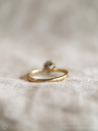 Vintage 1950s Diamond Halo Engagement Ring in 14k Gold