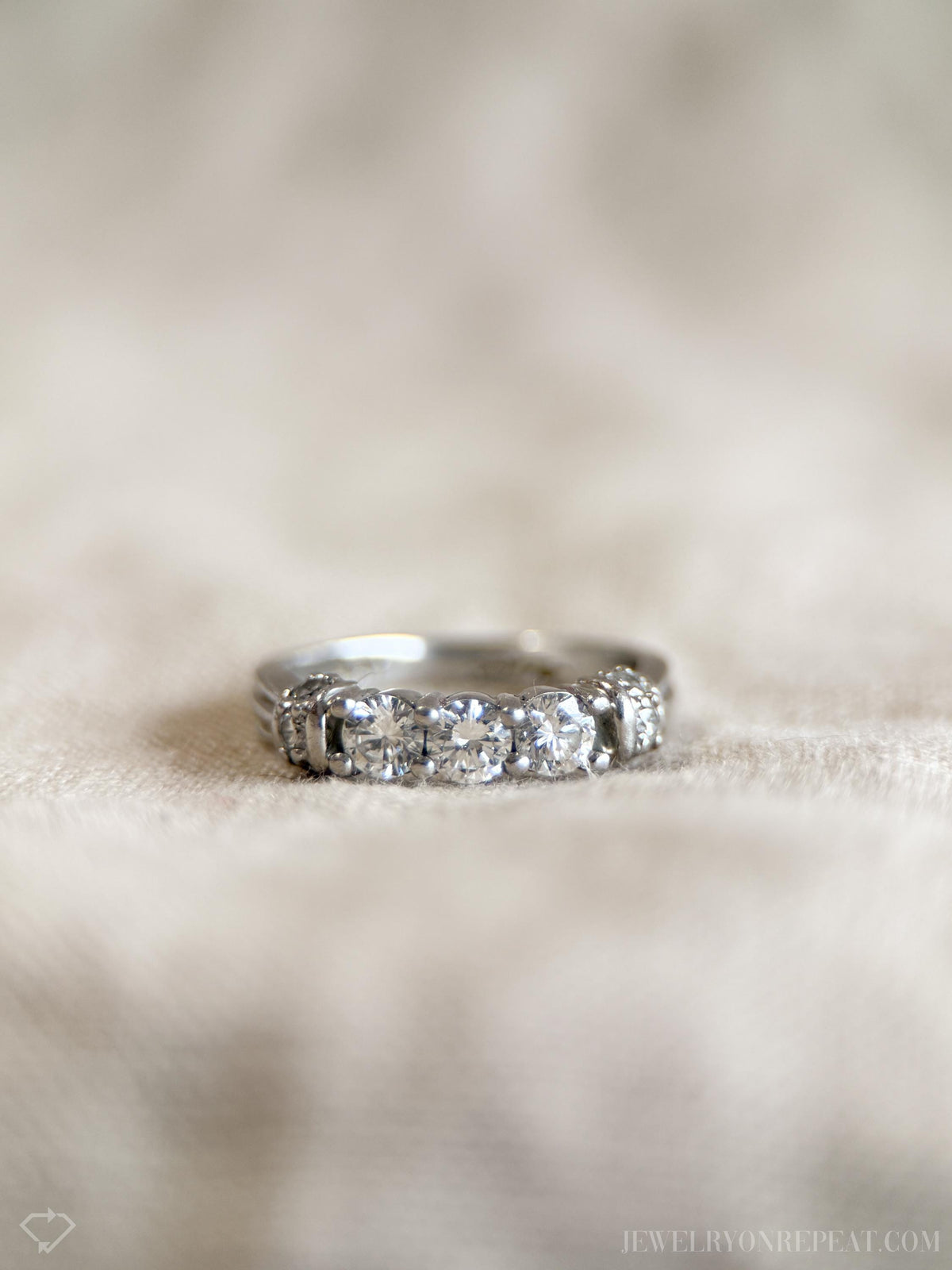 Vintage 1990s Diamond Three Stone Engagement Ring in Platinum