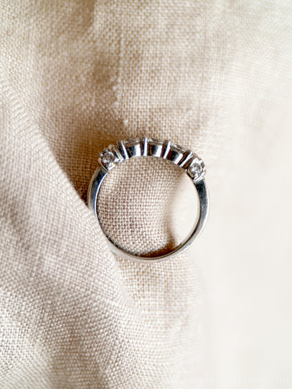 Vintage 1990s Diamond Three Stone Engagement Ring in Platinum