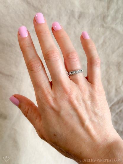 Vintage 1990s Diamond Three Stone Engagement Ring in Platinum