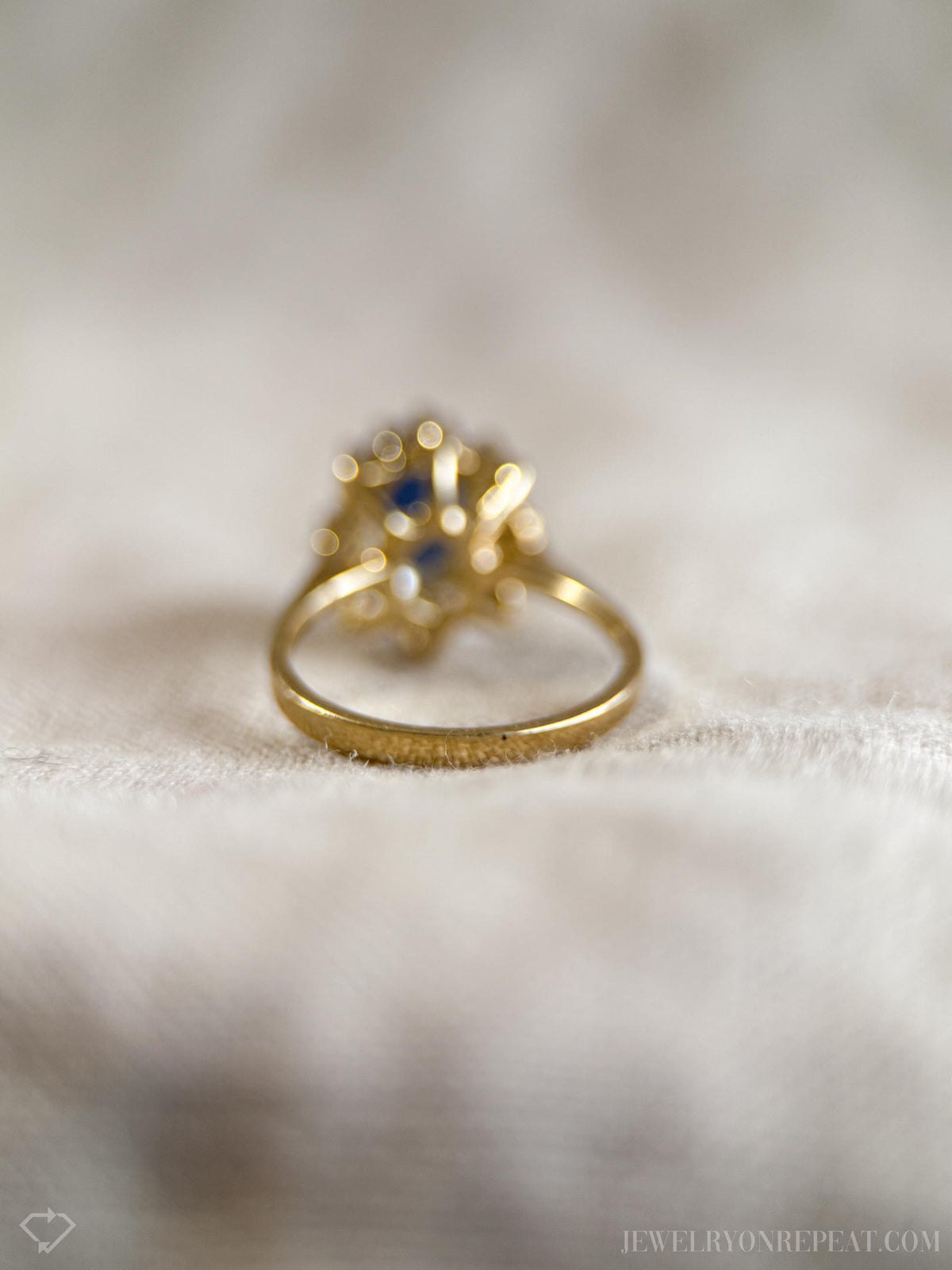 Vintage 1950s Sapphire & Diamond Halo Ring, 14k Gold