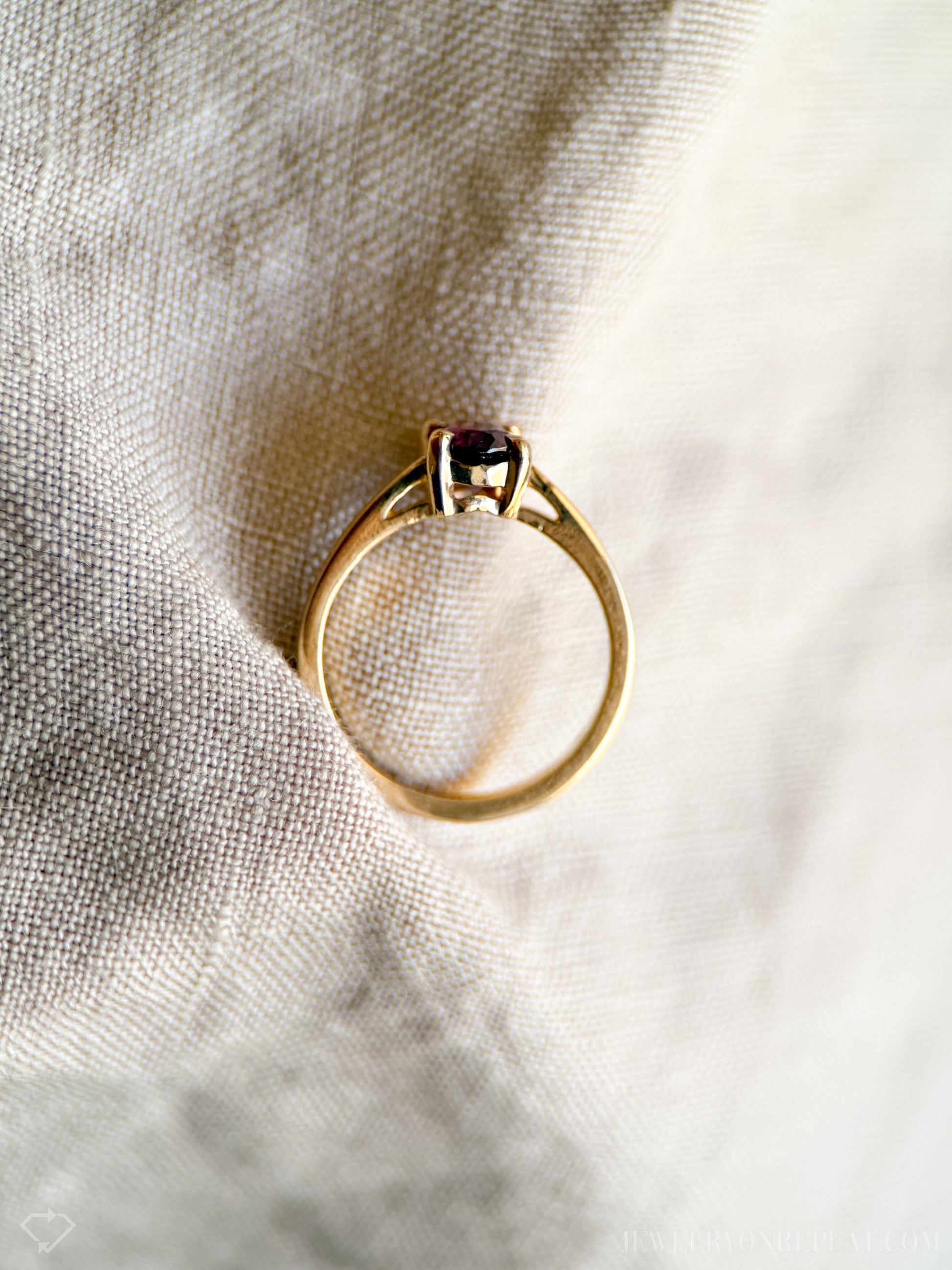 Vintage Rhodolite Garnet Ring, 14k Gold Oval Cut Solitaire Statement Ring, Minimalist Jewelry
