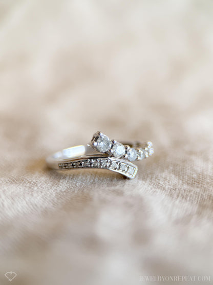 Retro 1990s Diamond Wrap Statement Ring, 10k White Gold