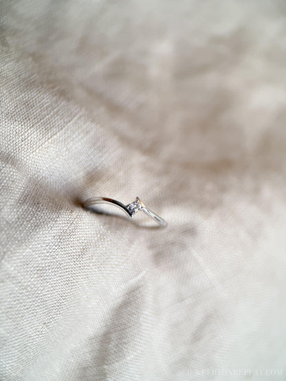 Vintage Diamond Engagement Ring, Round Cut, 14k White Gold, 1990s Solitaire Swirl Design