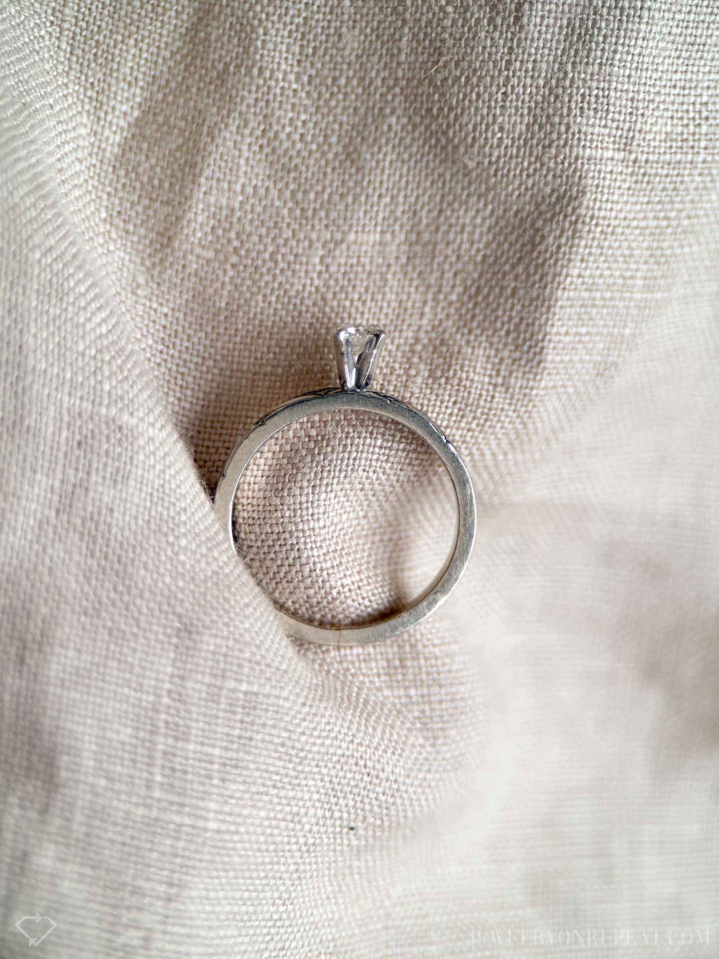 Vintage 1960s Floral Diamond Engagement Ring, 14k White Gold