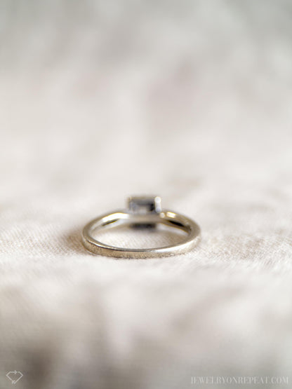 Vintage Diamond Engagement Ring, Princess Cut, 14k White Gold, 1990s Halo Bridal Ring