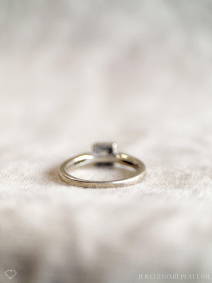 Vintage Diamond Engagement Ring, Princess Cut, 14k White Gold, 1990s Halo Bridal Ring