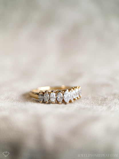 Vintage 1970s Marquise Diamond Anniversary Band, 14k Gold